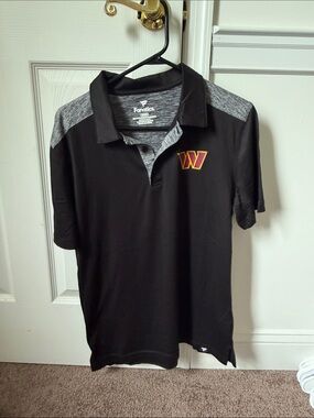 Fanatics Men’s Washington commanders Black Polo with Gray Heather Shoulders
